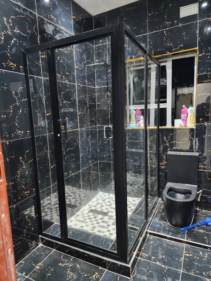 Black Hinged Shower Cubicle + FREE Installation