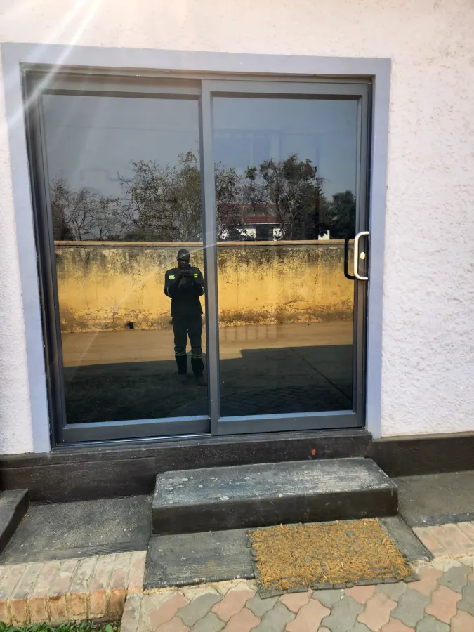 galaxy sliding door with charcoal grey frame