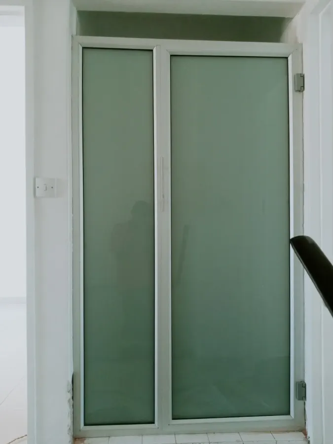 hinged shower door