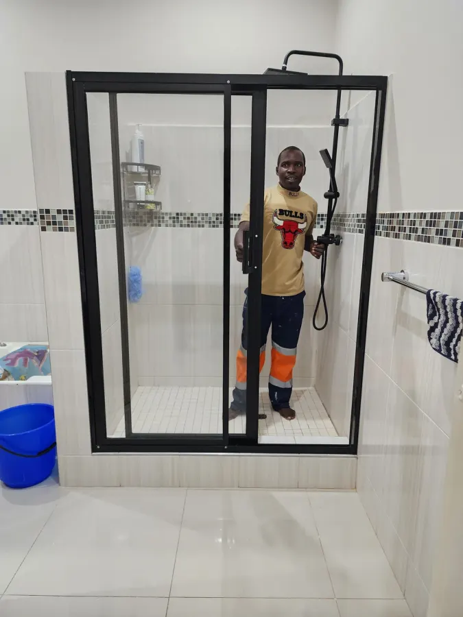 matte black shower glass door