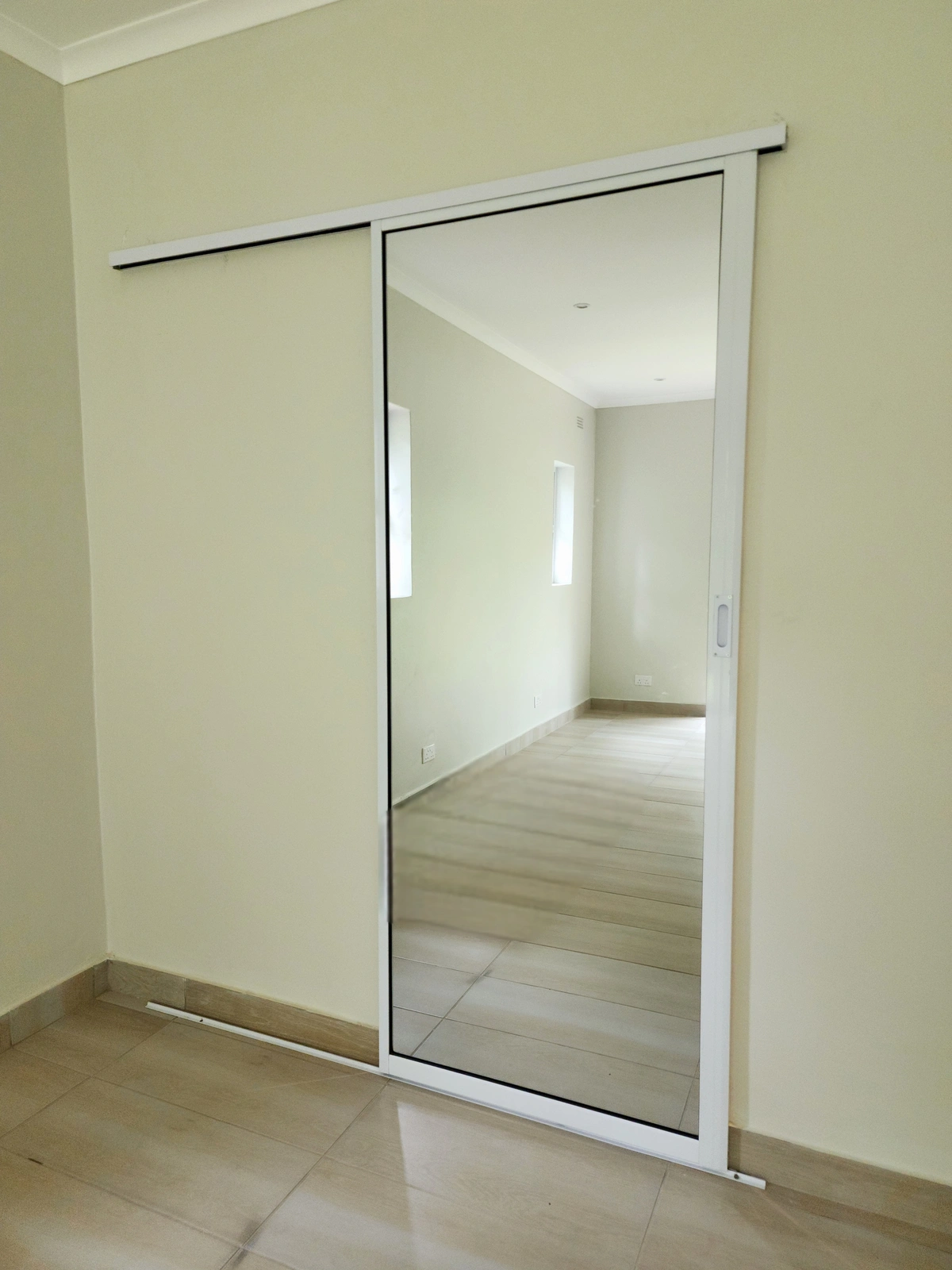 barn door with mirror glass